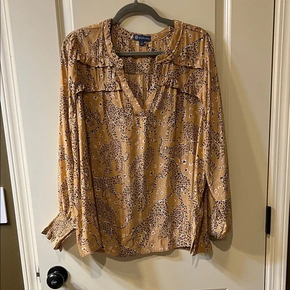 Democracy Animal Print Blouse - Brown 1x A playful piece - Picture 1 of 7